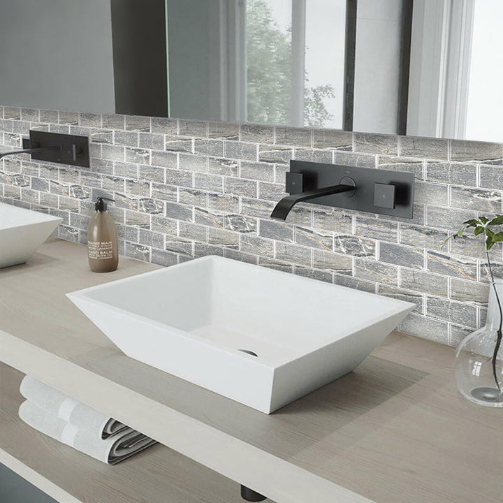 Lisslune | Peel and Stick Tiles Subway Rectangle Waterproof PVC Tile-Peel & Stick for the Kitchen 10-Pack