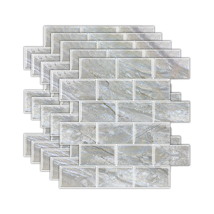 Lisslune | Peel and Stick Tiles Subway Rectangle Waterproof PVC Tile-Peel & Stick for the Kitchen 10-Pack