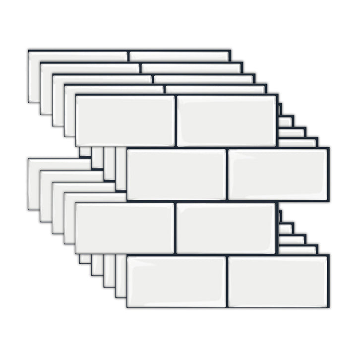 Lisslune | Peel and Stick Tiles Subway Rectangle Waterproof PVC Tile-Peel & Stick for the Kitchen 10-Pack