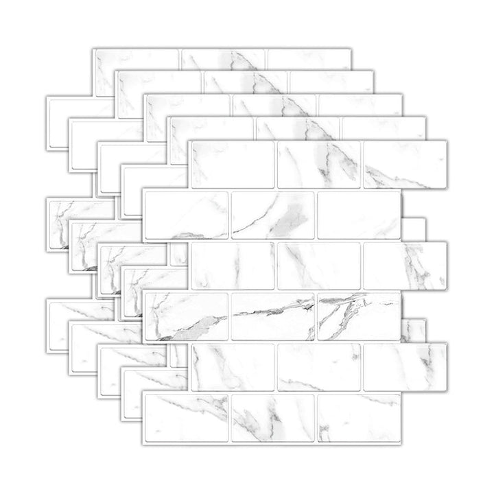 Lisslune | Peel and Stick Tiles Subway Rectangle Waterproof PVC Tile-Peel & Stick for the Kitchen 10-Pack
