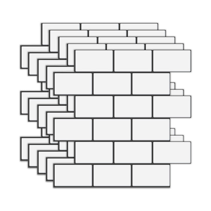 Lisslune | Peel and Stick Tiles Subway Rectangle Waterproof PVC Tile-Peel & Stick for the Kitchen 10-Pack