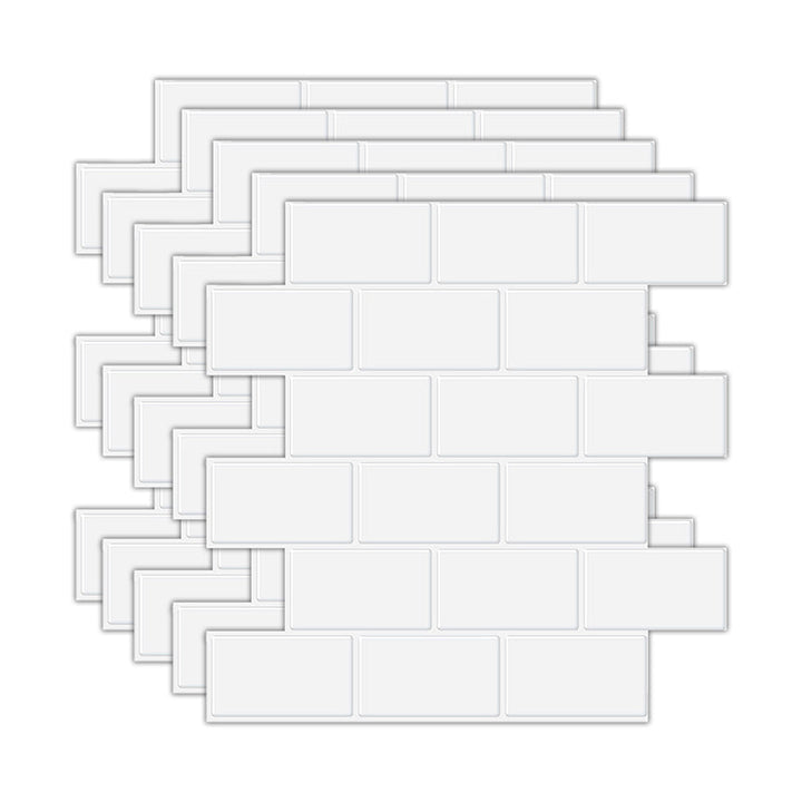 Lisslune | Peel and Stick Tiles Subway Rectangle Waterproof PVC Tile-Peel & Stick for the Kitchen 10-Pack