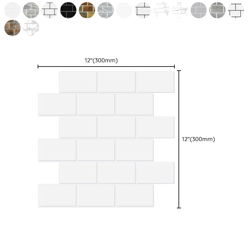 Lisslune | Peel and Stick Tiles Subway Rectangle Waterproof PVC Tile-Peel & Stick for the Kitchen 10-Pack