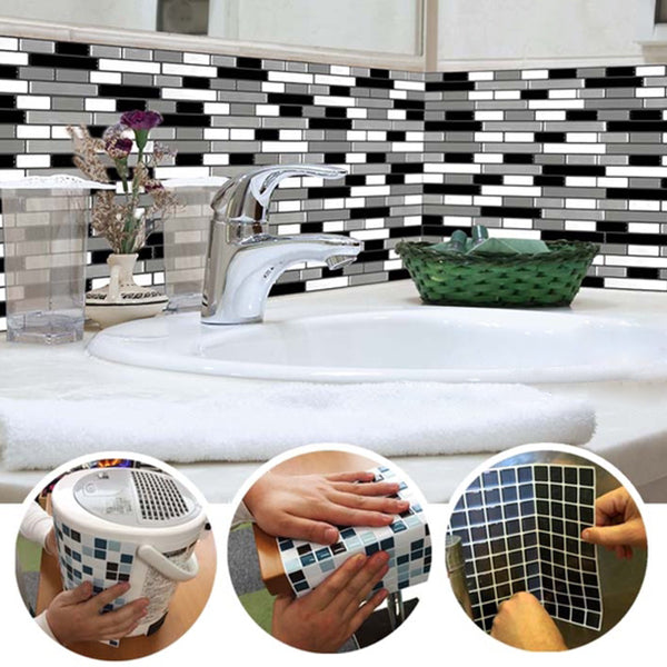 Lisslune | Peel & Stick Subway Tile Stain Resistant Plastic Rectangle Peel and Stick Tile 2-Pack