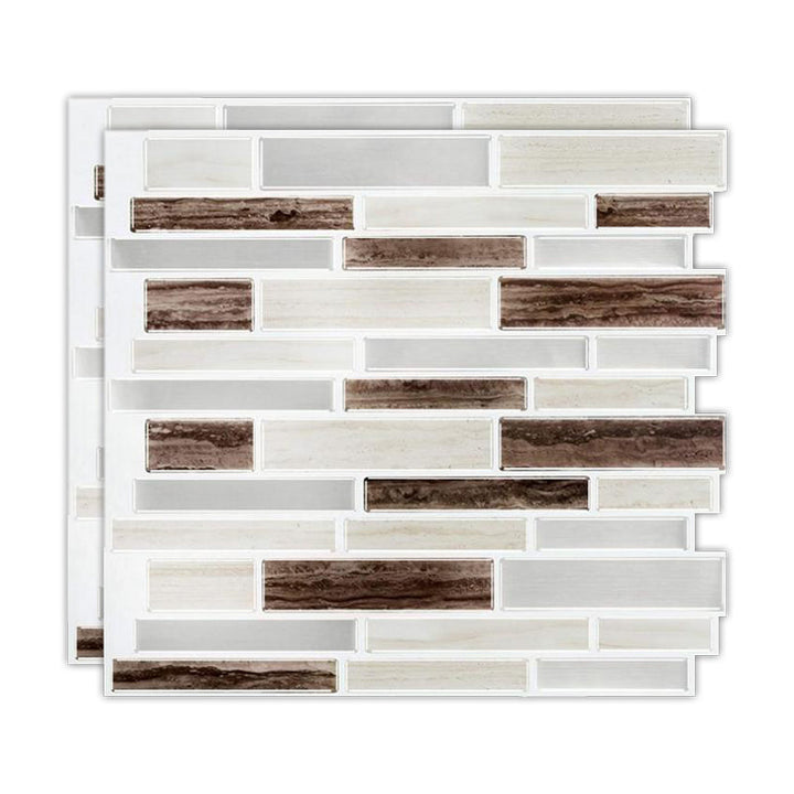 Lisslune | Peel & Stick Subway Tile Stain Resistant Plastic Rectangle Peel and Stick Tile 2-Pack