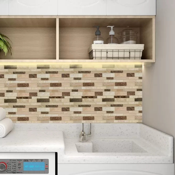 Lisslune | Peel & Stick Subway Tile Stain Resistant Plastic Rectangle Peel and Stick Tile 2-Pack