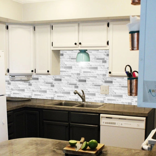 Lisslune | Peel & Stick Subway Tile Stain Resistant Plastic Rectangle Peel and Stick Tile 2-Pack