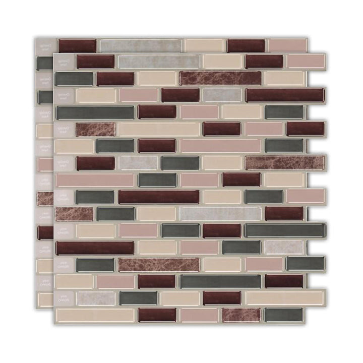 Lisslune | Peel & Stick Subway Tile Stain Resistant Plastic Rectangle Peel and Stick Tile 2-Pack