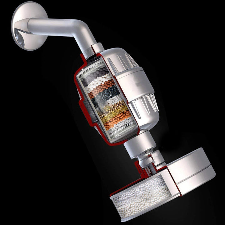 Lisslune | Contemporary solid shower head in silver with Catalyst wall-mounted shower head