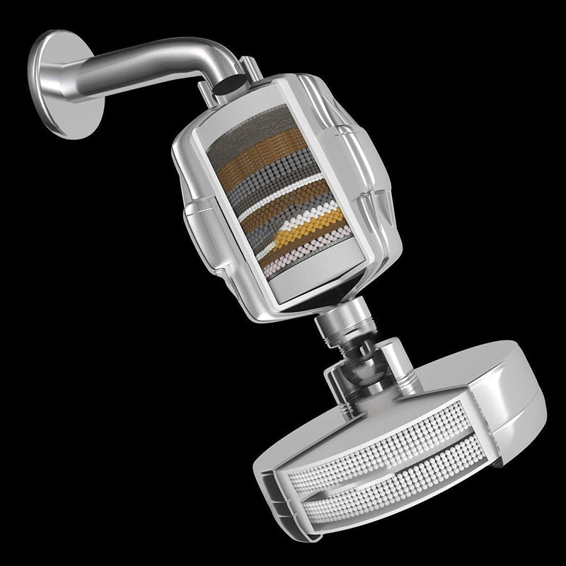 Lisslune | Contemporary solid shower head in silver with Catalyst wall-mounted shower head