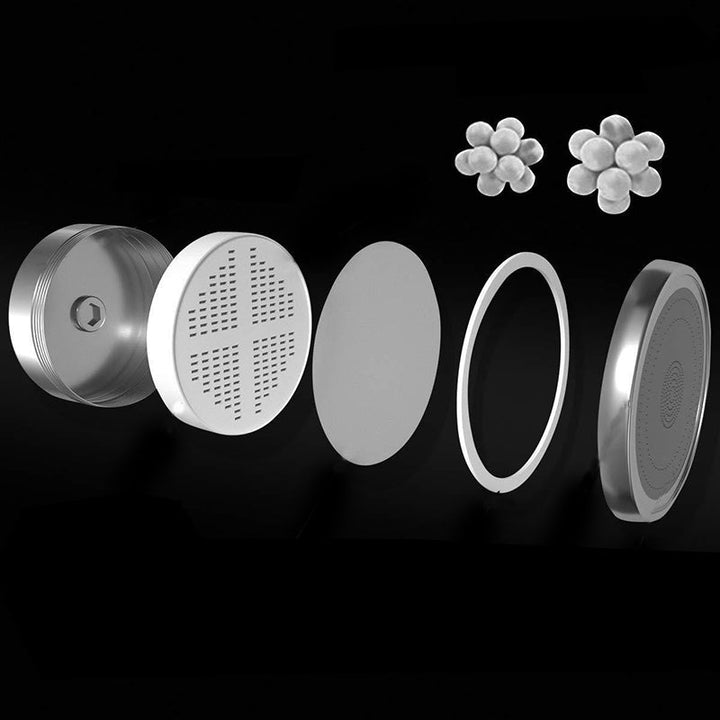 Lisslune | Contemporary solid shower head in silver with Catalyst wall-mounted shower head
