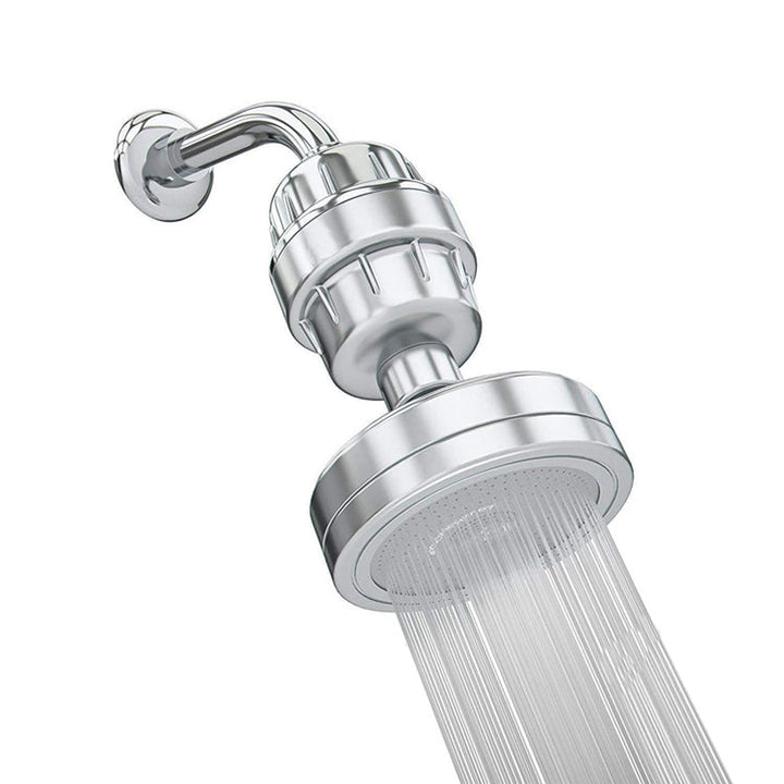 Lisslune | Contemporary solid shower head in silver with Catalyst wall-mounted shower head