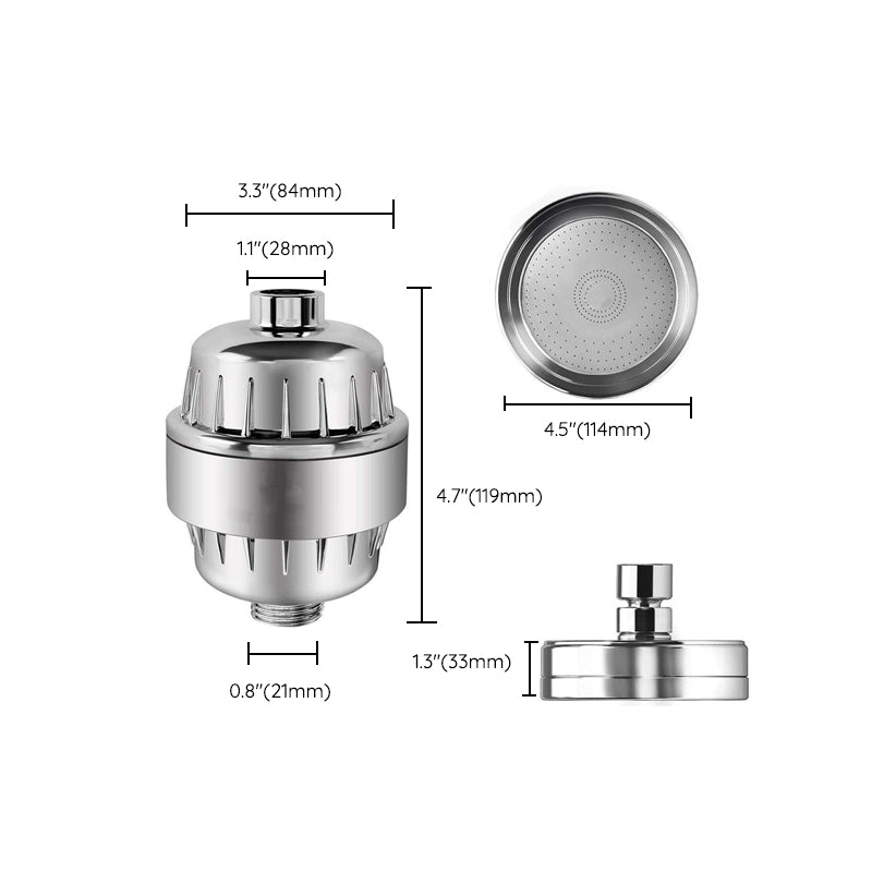 Lisslune | Contemporary solid shower head in silver with Catalyst wall-mounted shower head