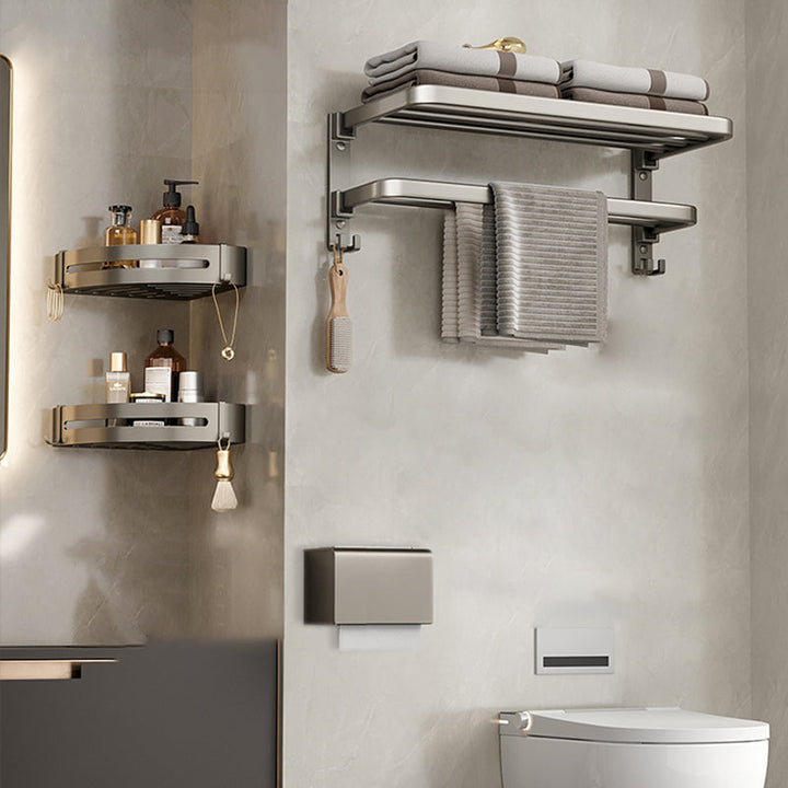 Lisslune | Modern Stainless Steel Bath Shelf Bath Accessories Set Towel Holder Bathroom Set