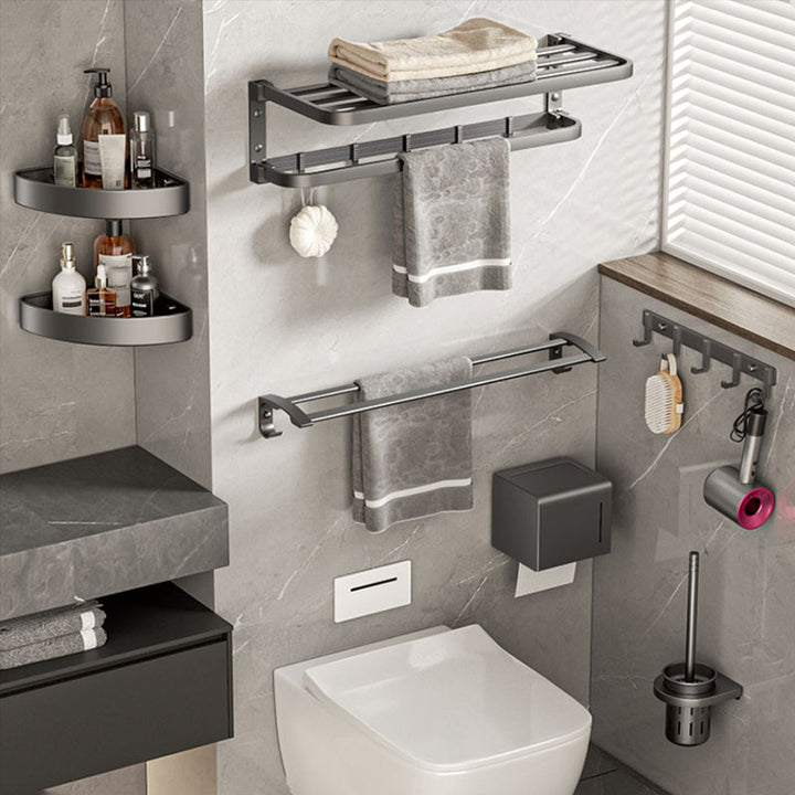 Lisslune | Modern Bathroom Accessory Set Gray Towel Bar Bathroom Shelf Bathroom Hardware