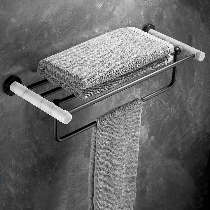 Lisslune | Metal and Marble Bathroom Hardware Set as Individual Piece or Set in Black