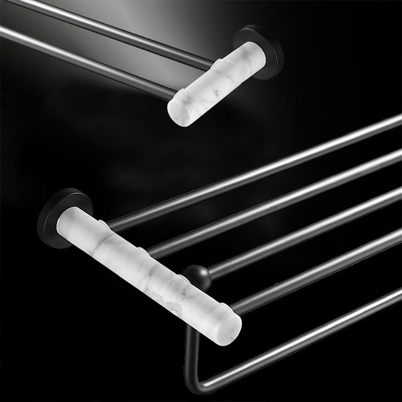 Lisslune | Metal and Marble Bathroom Hardware Set as Individual Piece or Set in Black
