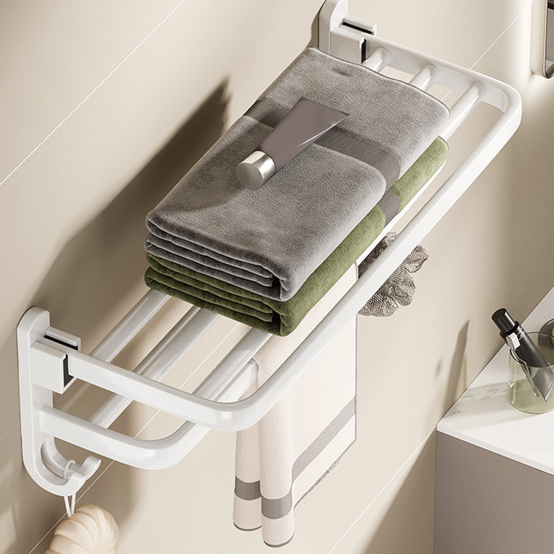 Lisslune | Contemporary Bathroom Hardware Set in White with Bath Shelf/Towel Rack/Paper Holder