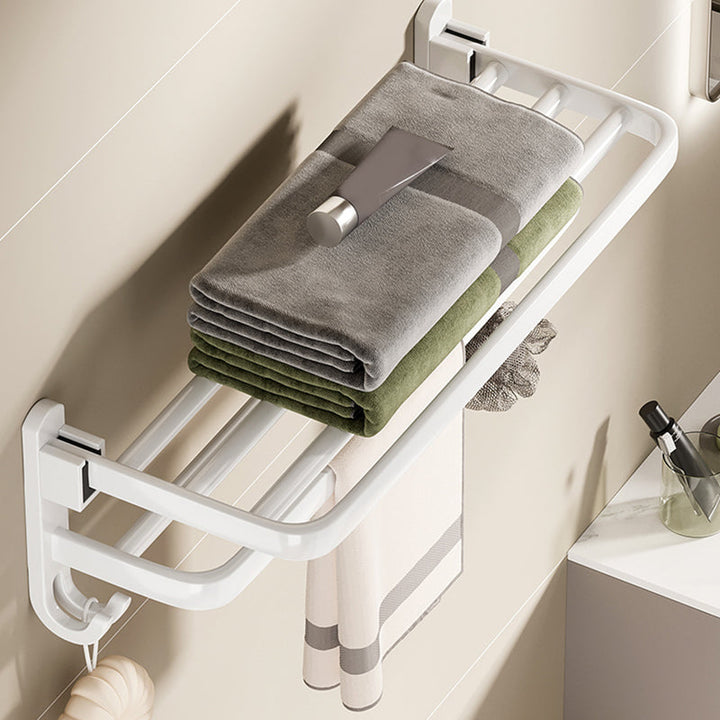 Lisslune | Contemporary Bathroom Hardware Set in White with Bath Shelf/Towel Holder/Paper Holder