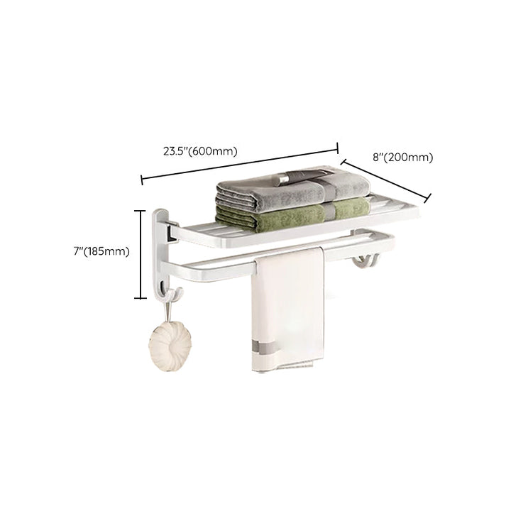 Lisslune | Contemporary Bathroom Hardware Set in White with Bath Shelf/Towel Holder/Paper Holder