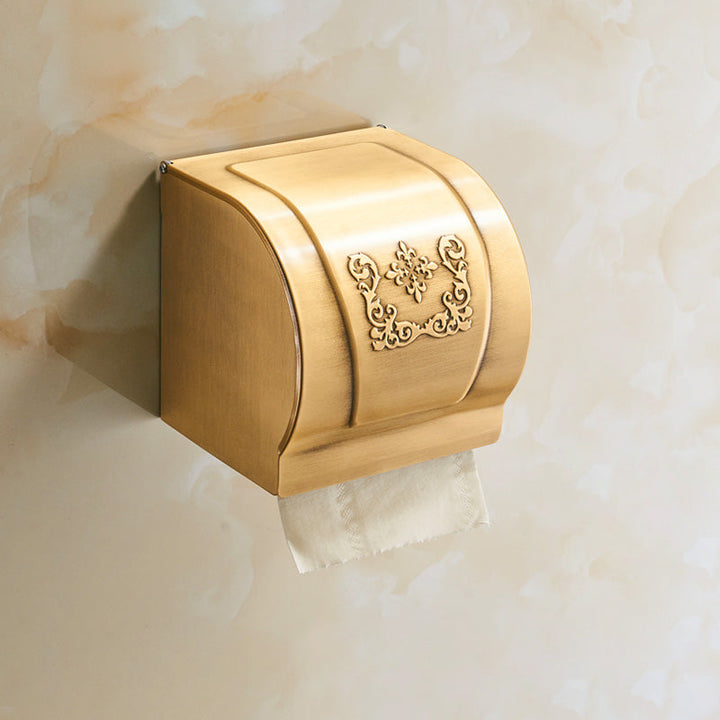 Lisslune | Vintage Bronze Bathroom Accessories Set Brushed Brass Towel Bar/Paper Holder/Bath Shelf