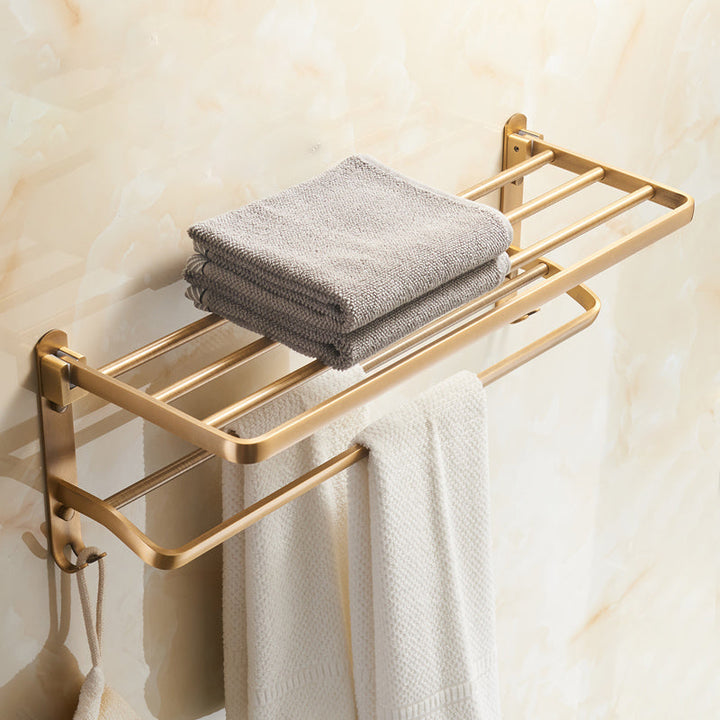 Lisslune | Vintage Bronze Bathroom Accessories Set Brushed Brass Towel Bar/Paper Holder/Bath Shelf