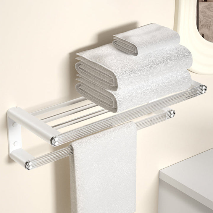Lisslune | White Bathroom Accessory Set Metal & Acrylic Bathroom Set with Bath Shelf/Towel Hooks