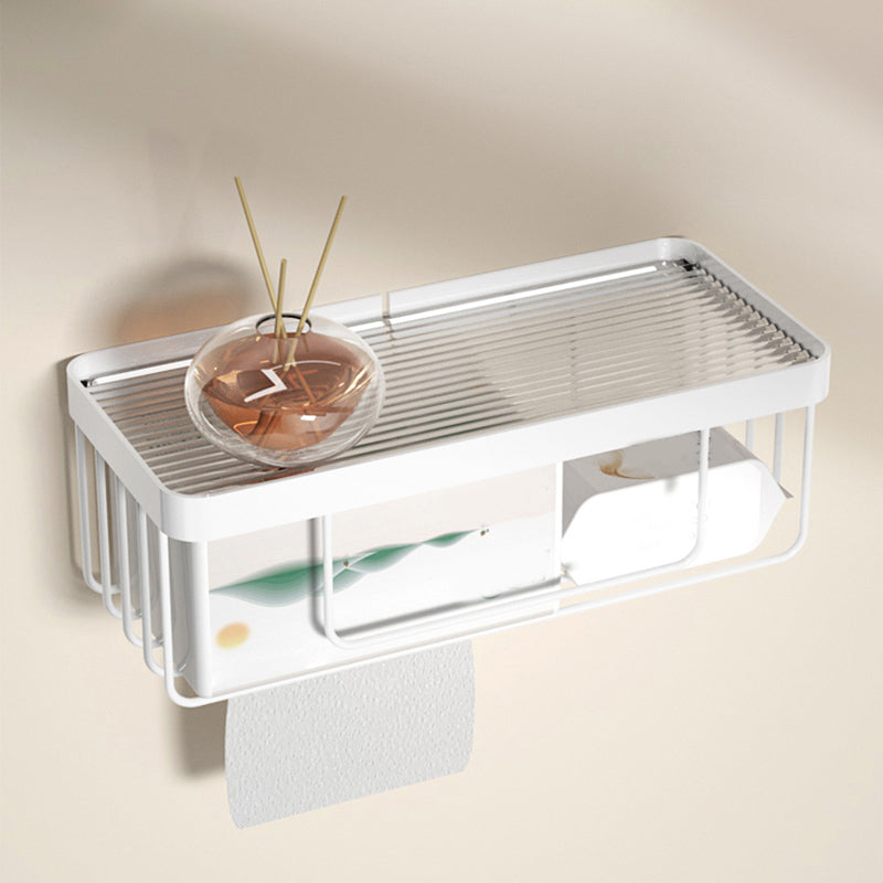 Lisslune | White Bathroom Accessory Set Metal & Acrylic Bathroom Set with Bath Shelf/Towel Hooks