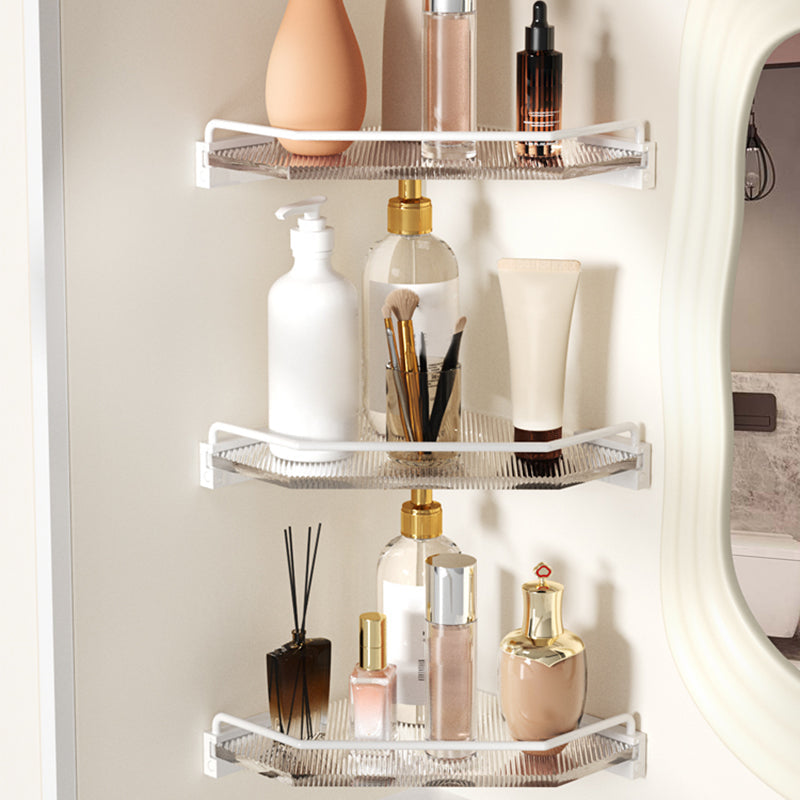 Lisslune | White Bathroom Accessory Set Metal & Acrylic Bathroom Set with Bath Shelf/Towel Hooks