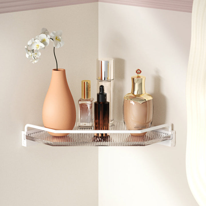 Lisslune | White Bathroom Accessory Set Metal & Acrylic Bathroom Set with Bath Shelf/Towel Hooks