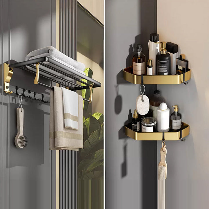 Lisslune | Contemporary stainless steel bathroom accessories as a single piece or in a set in black and gold