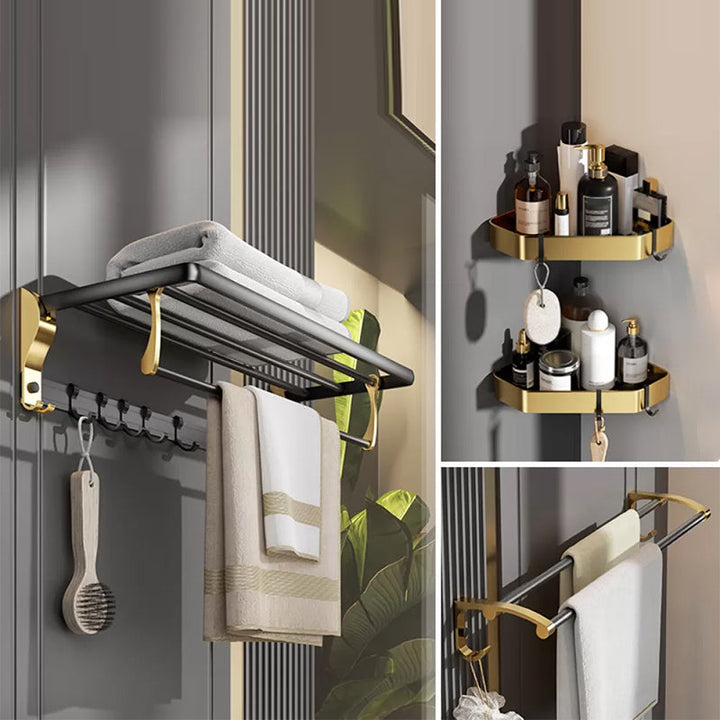 Lisslune | Contemporary stainless steel bathroom accessories as a single piece or in a set in black and gold