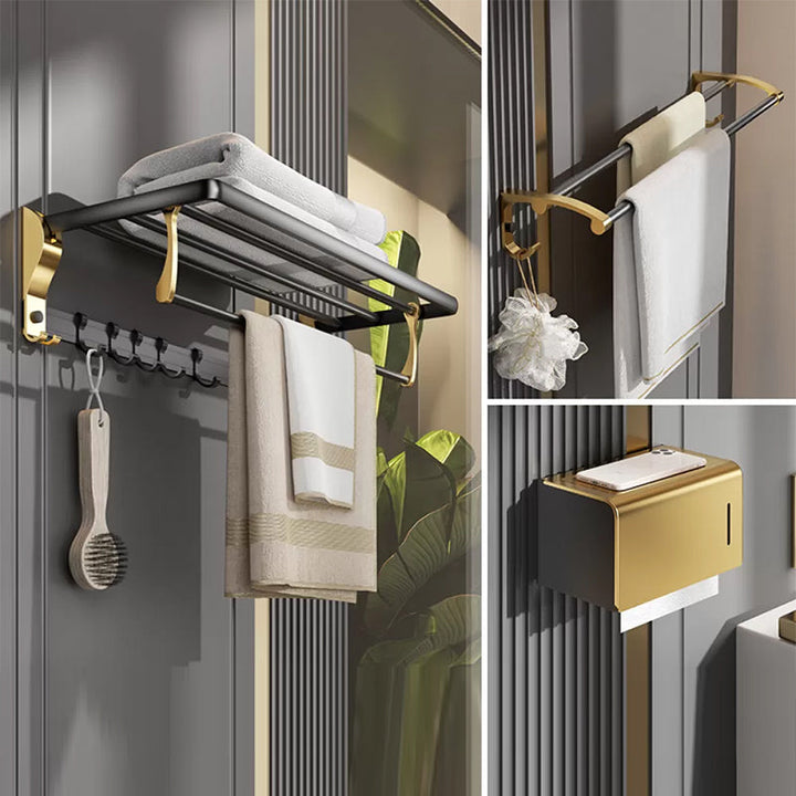 Lisslune | Contemporary stainless steel bathroom accessories as a single piece or in a set in black and gold
