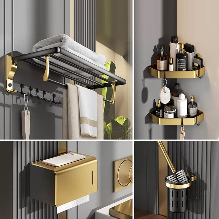 Lisslune | Contemporary stainless steel bathroom accessories as a single piece or in a set in black and gold