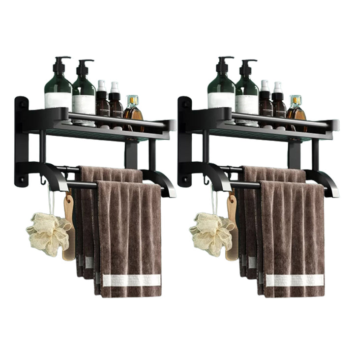Lisslune | Modern Black Bathroom Accessories Stainless Steel Fitting Set Bathroom Shelf