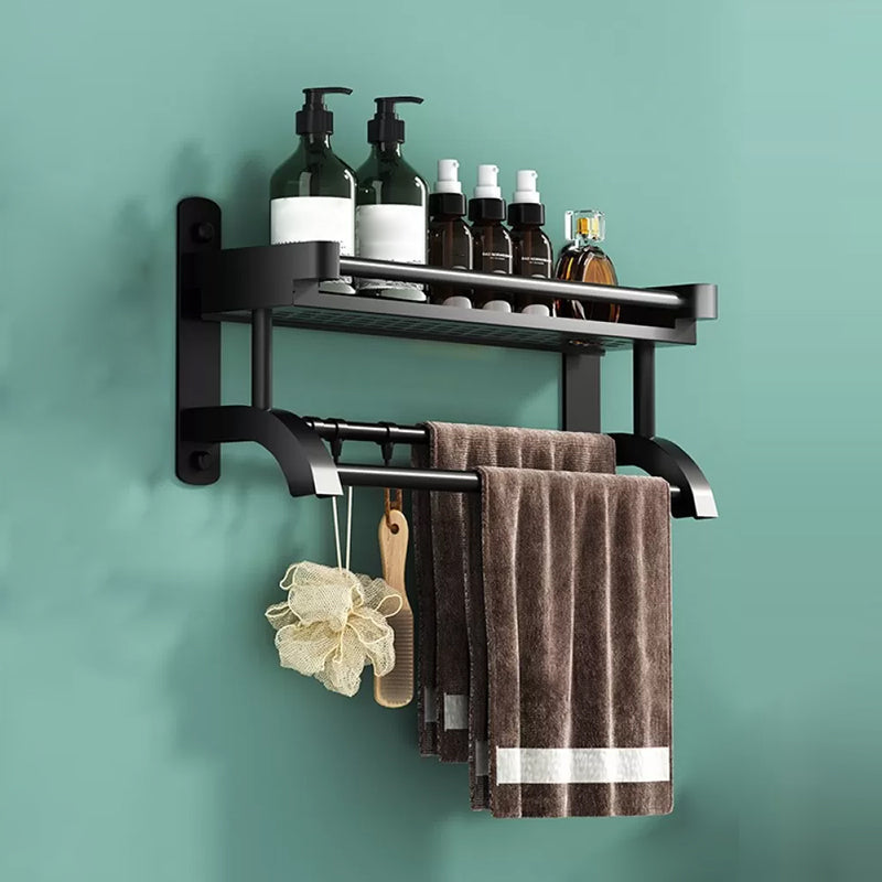 Lisslune | Modern Black Bathroom Accessories Stainless Steel Fitting Set Bathroom Shelf