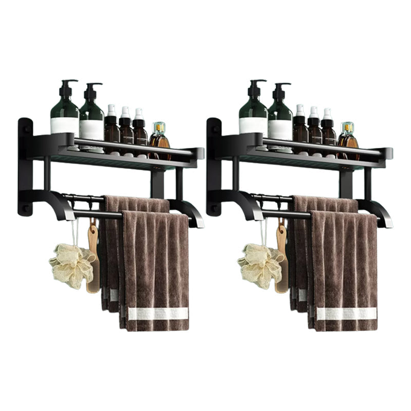 Lisslune | Modern Black Bathroom Accessories Stainless Steel Fitting Set Bathroom Shelf