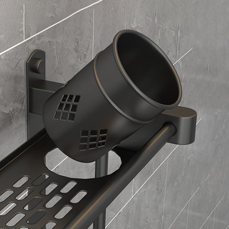 Lisslune | Modern Black Bathroom Accessories Stainless Steel Fitting Set Bathroom Shelf