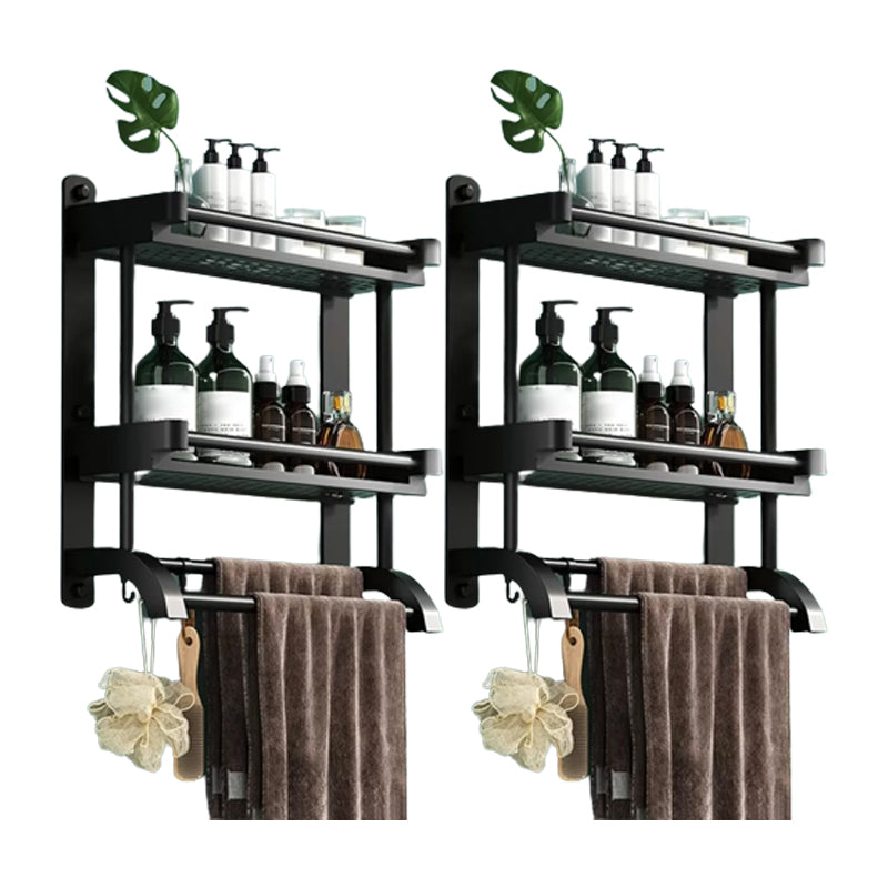 Lisslune | Modern Black Bathroom Accessories Stainless Steel Fitting Set Bathroom Shelf