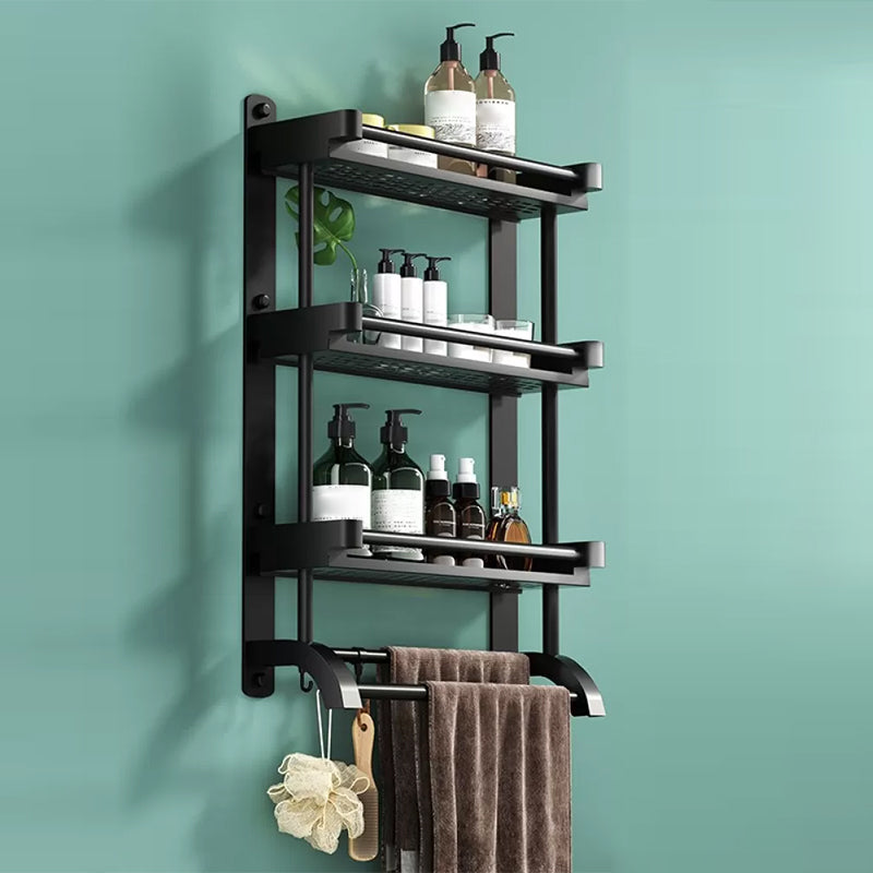 Lisslune | Modern Black Bathroom Accessories Stainless Steel Fitting Set Bathroom Shelf