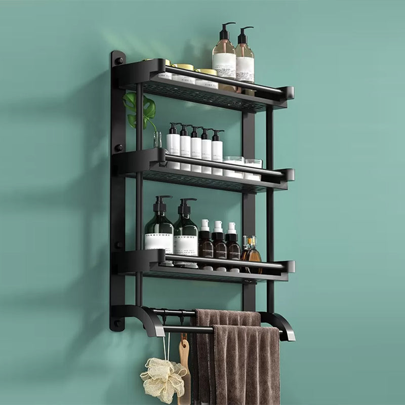 Lisslune | Modern Black Bathroom Accessories Stainless Steel Fitting Set Bathroom Shelf