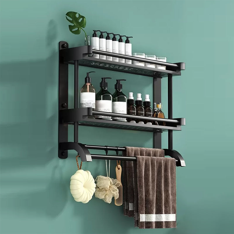 Lisslune | Modern Black Bathroom Accessories Stainless Steel Fitting Set Bathroom Shelf