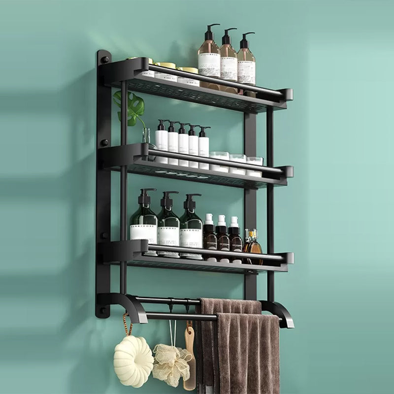 Lisslune | Modern Black Bathroom Accessories Stainless Steel Fitting Set Bathroom Shelf