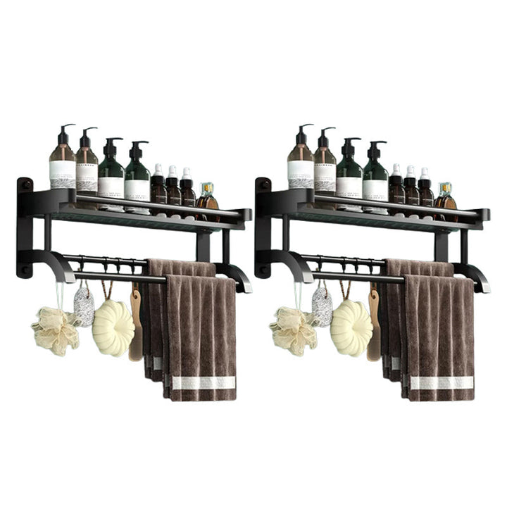 Lisslune | Modern Black Bathroom Accessories Stainless Steel Fitting Set Bathroom Shelf