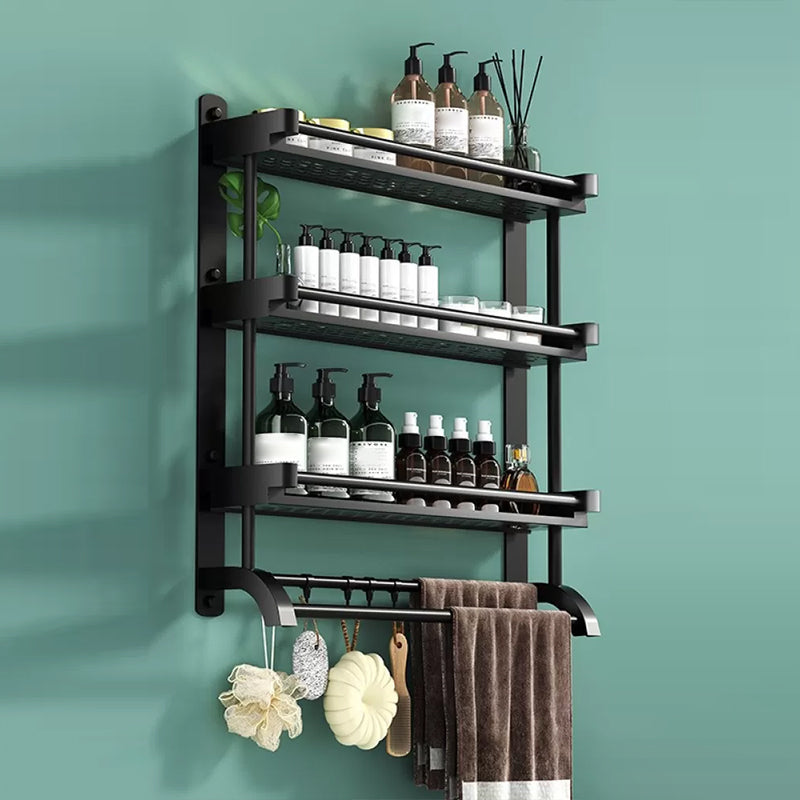 Lisslune | Modern Black Bathroom Accessories Stainless Steel Fitting Set Bathroom Shelf