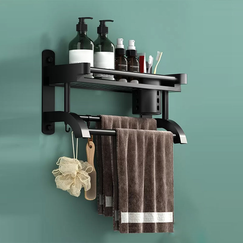 Lisslune | Modern Black Bathroom Accessories Stainless Steel Fitting Set Bathroom Shelf