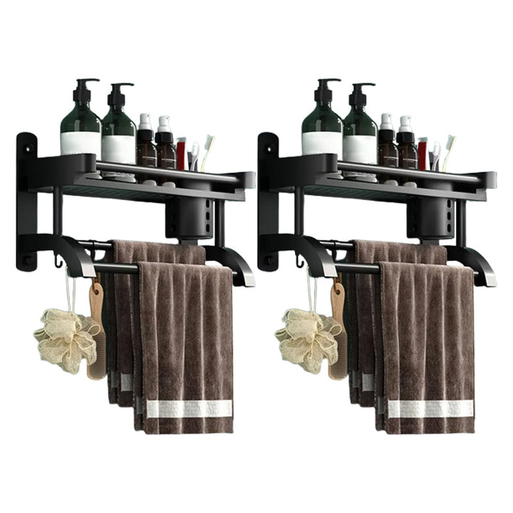 Lisslune | Modern Black Bathroom Accessories Stainless Steel Fitting Set Bathroom Shelf