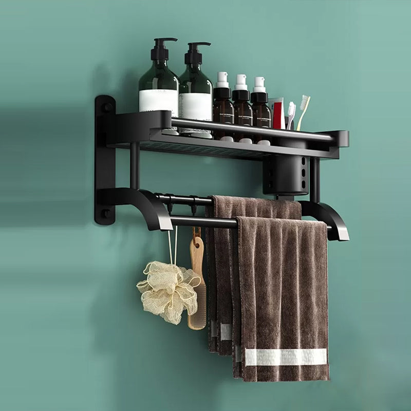 Lisslune | Modern Black Bathroom Accessories Stainless Steel Fitting Set Bathroom Shelf