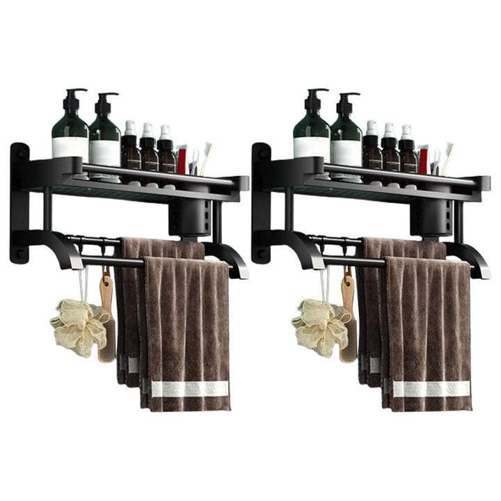 Lisslune | Modern Black Bathroom Accessories Stainless Steel Fitting Set Bathroom Shelf