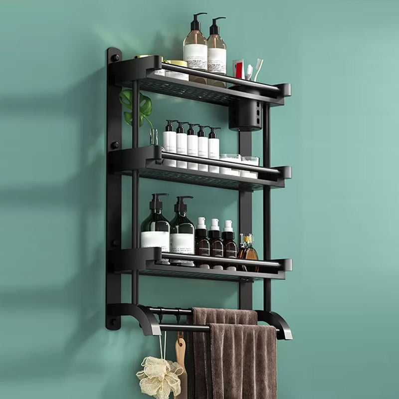 Lisslune | Modern Black Bathroom Accessories Stainless Steel Fitting Set Bathroom Shelf